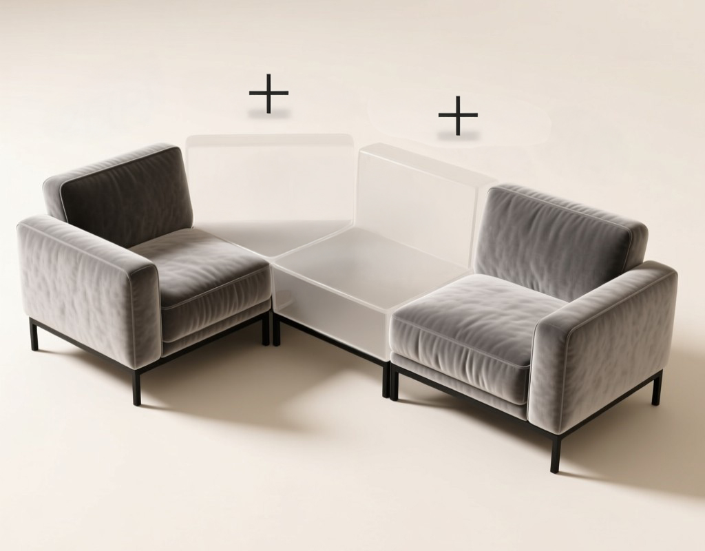 Narożnik modułowy meble Szyk z elementami do konfiguracji – możliwość tworzenia własnego układu