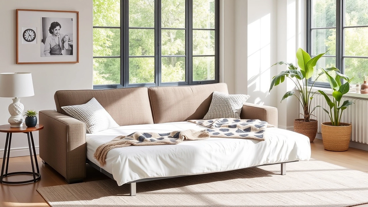 Sofa z funkcją spania w salonie