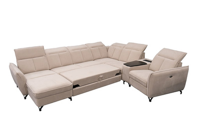 Narożnik Barcelona U-FORM rozkładany z pojemnikiem beż lewostronny