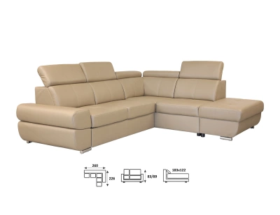 Narożnik Malta rozkładany z funkcją spania i pojemnikiem na pościel