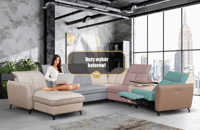 Narożnik Barcelona U-FORM rozkładany z pojemnikiem beż lewostronny