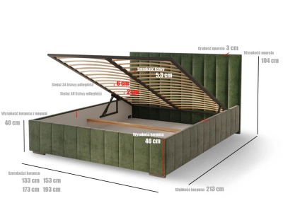 Łóżko tapicerowane z pojemnikiem KRIS ALTO - różne rozmiary