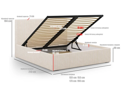 Łóżko tapicerowane z pojemnikiem LUNA SOFT – różne rozmiary