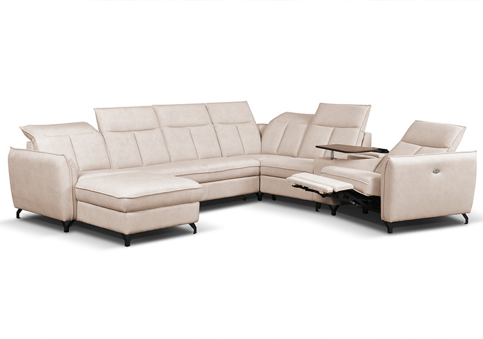 Narożnik Barcelona U-FORM rozkładany z pojemnikiem beż lewostronny