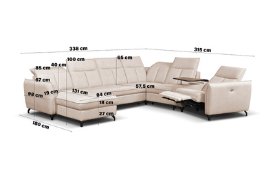 Narożnik Barcelona U-FORM rozkładany z pojemnikiem beż lewostronny