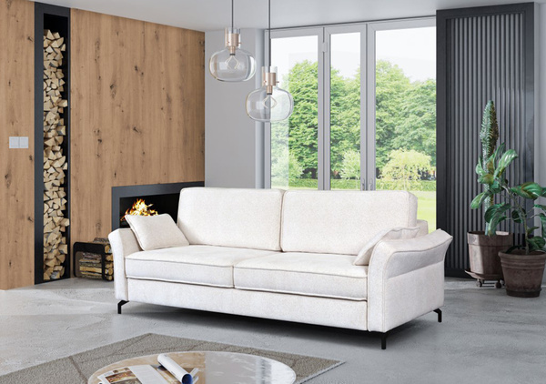 Sofa Melody | Sofa rozkładana | Kanapa | Biała | Bukle