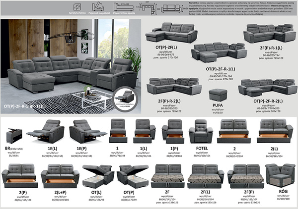 Narożnik BONO | Narożnik modułowy | Szary | Welur